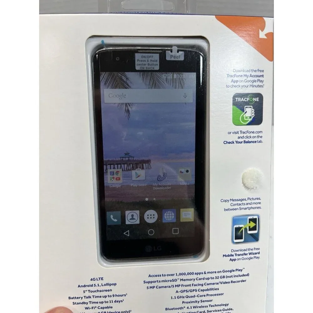 LG Treasure LTE L52VL TracFone 8GB Black Android Smartphone New Factory Sealed